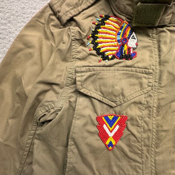 Denim & Supply Ralph Lauren Military Field Jacket Womens XS Beaded Embroidery - Picture 10 of 13